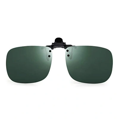 Image of JM Polarized Clip on Sunglasses Frameless Flip Up Lens for Prescription Glasses Green