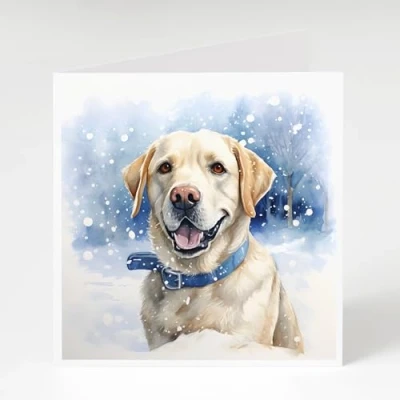 Image of Labrador in Snow Christmas Cards Pack of 5