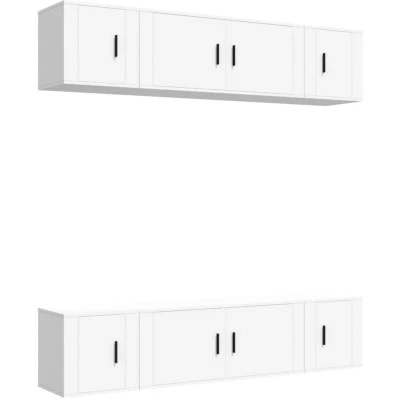Image of vidaXL 6 Piece TV Cabinet Set White Engineered Wood