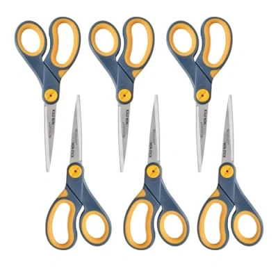 Image of Westcott ‎17597 8 Inch Non Stick Titanium Scissors for Office and Home, Blue/Gray, 6 Pack