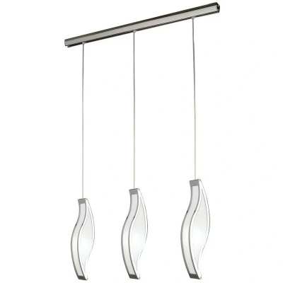 Image of Sintesys Linear Pendant 3 Drop E27 Light Bar, Polished Chrome/White Acrylic, CFL Lamps INCLUDED