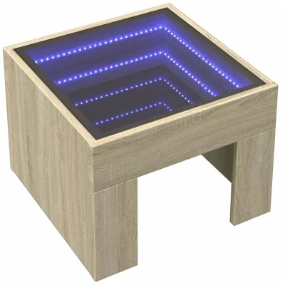 Image of vidaXL Bedside Table with Infinity LED Sonoma Oak 40x40x30 cm
