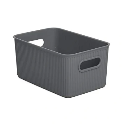 Image of TATAY Set 4 Storage Boxes Baobab 5L Capacity, Polypropylene BPA free, Anthracite Grey. Measures 18,1 x 27,2 31 cm
