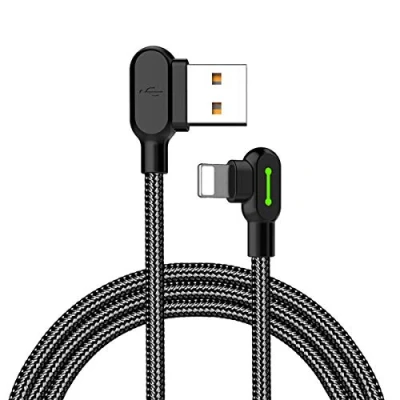 Image of Mcdodo® LED 90 Degree Lightning cable to USB Fast Charging data 2A Zinc Alloy Nylon Anti Bending Fracture Compatible iPhone X 8 7 6 Plus iPad iPod（1.8m）