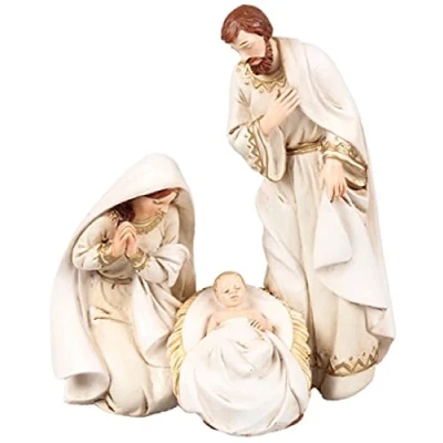 Image of CBC Christmas Holy Family Figurine White Ornament 7&quot;
