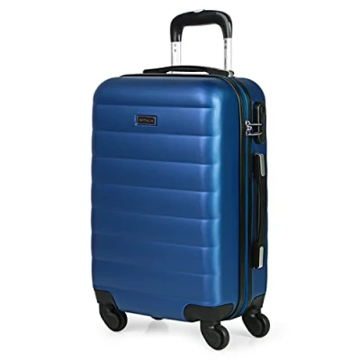 Image of ITACA Set of 3 Trolley suitcases 50/60/70, ABS. Extensible. Rigid, Resistant and Light. Telescopic Handle, 2 Handles, 4 Wheels. Lock Integrated. Small Low Cost, Blue