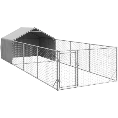 Image of vidaXL Outdoor Dog Kennel with Run 7x2x1.5 m Galvanised Steel
