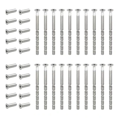 Image of GOIYZTTR 20 Pair M4 Door Handle Screw with Connecting Bolts Sleeves Screws Adjustable Length Fixing for Handle,Nickel Color