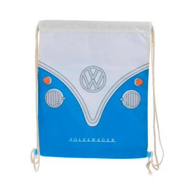 Image of Puckator Volkswagen VW T1 Camper Bus Blue Drawstring Bag Swimming Bags For Kids Gym Pe Festival Women Gymnastics String Sport Backpack Yoga Equipment