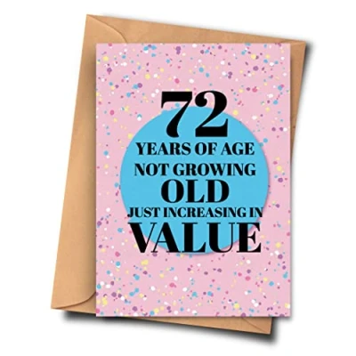 Image of Fat Flamingos 72nd Birthday Card 72 Years of Age Not Growing Old Just Increasing in Value Funny From Her, Nephew, Bride (A5 5.8x8.3inch 14.8x210cm) With Envelope