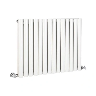 Image of Milano Aruba White Horizontal Double Oval Panel Radiator 635mm x 826mm