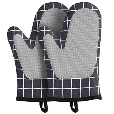 Image of Ankier Oven Gloves,Heat Resistant Silicone Gloves Non slip Design For Home Kitchen Baking,Cooking,Baking,Kitchen,Microwave,Pizza (square grey)