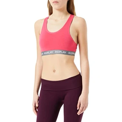 Image of REPLAY I101300 001 P390 Lady Racerback Bra Style 1 T/C 1pcs Cover hangtag Sports Women&#039;s Fuxia/Dark Grey/White Size M