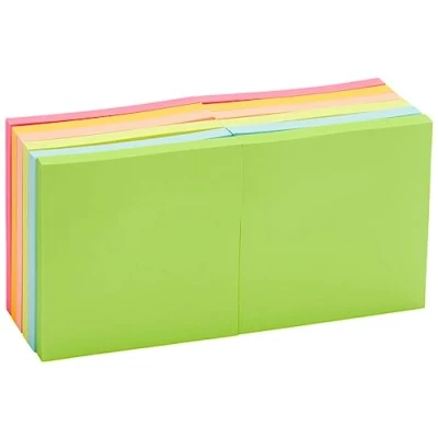 Image of Amazon Basics Square Sticky Notes, 7.6 x cm Assorted Colours, 12 Pack