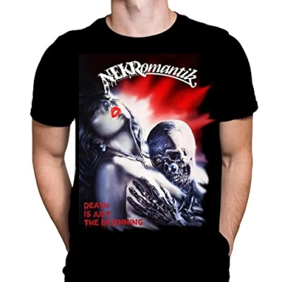 Image of NEKROMANTIK Mens Tshirt Halloween Gothic Horror Movie Print, Black Graphic T Shirt, Film Poster Tee