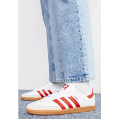 Image of adidas Originals Samba OG Unisex Trainers, Size: 10, Footwear white/solar red/off white Leather