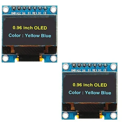 Image of DollaTek 2Pcs 7Pin 0.96 Inch OLED Display 12864 SPI IIC Serial LCD Screen Module for Arduino Yellow Blue font