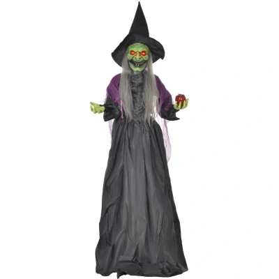 Image of HOMCOM Voice Activated Halloween Animatronics Witch, Battery Operated