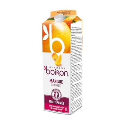 Image of Boiron Mango Fruit Puree 100% No Added Sugar, Flavourings, Colourings or Preservatives Perfect for Cocktails, Desserts, Baking &amp; Ice Cream 1 Litre