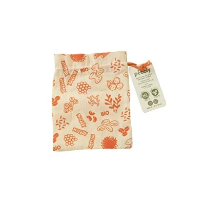 Image of Pebbly Reusable Food Bags, Cotton, Orange, S 15x20cm