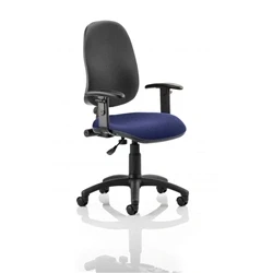 Image of Eclipse Plus I Lever Task Operator Chair Black Back Bespoke Seat with Height Adjustable Arms In Stevia Blue