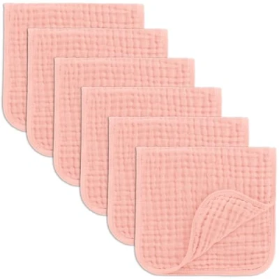 Image of Comfy Cubs Muslin Cloths for Baby, Baby Essentials, Burp Cloths, Squares, 100% Cotton, Hand Washcloths 6 Layers Extra Absorbent and Soft (Lace, Pack, 50 X 25 CM)