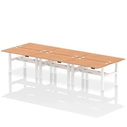 Image of Air B2B 1400x800mm Height Adjustable 6P Bench Desk CP Oak/White