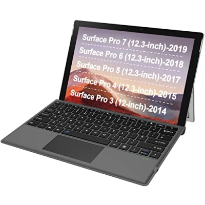 Image of Arteck Microsoft Surface Pro 7/6/5/4/3 Type Cover, Ultra Slim Portable Bluetooth Wireless Keyboard with Touchpad Built in Rechargeable Battery