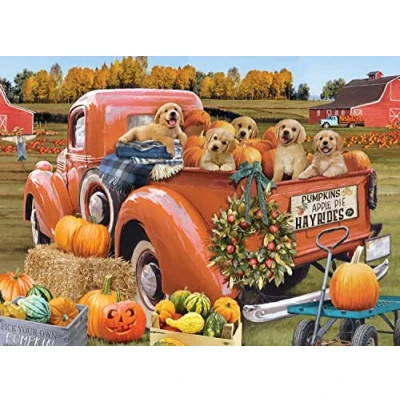Image of Vermont Christmas Company Autumn Puppies Jigsaw Puzzle 1000 Piece by