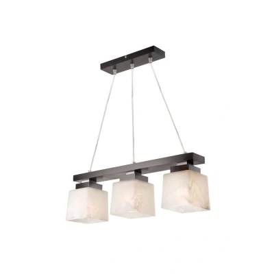 Image of Kubus Bar Pendant Ceiling Light, Glass Shades Wenge, 3x E27