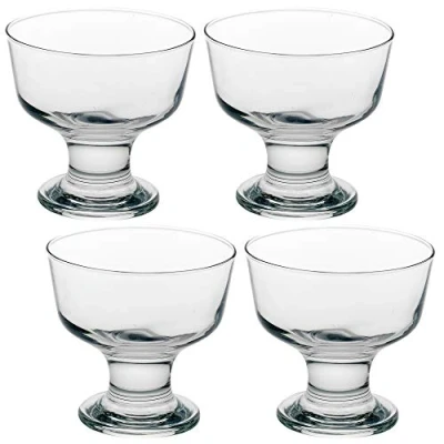 Image of 2/4/6 Ice Cream Sundae Dessert Cocktail Fruit Pudding Glass Bowl Dish Stand Set (4)