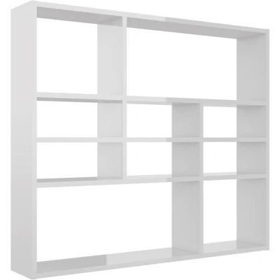 Image of vidaXL Wall Shelf High Gloss White 90x16x78 cm Chipboard