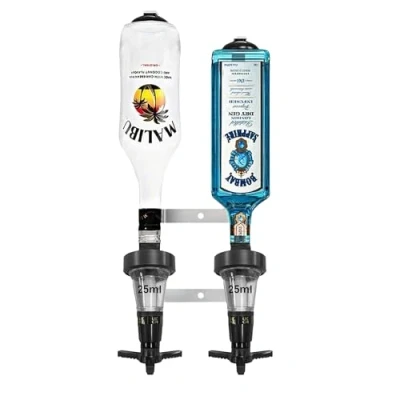 Image of Professional 2/4/6 Bottle Optics for Home bar UK Made Butler Shot Measure Bracket Alcohol Spirits Wine Upside Down Drink Dispenser Garage Man cave (25ml, 2 Traditional)