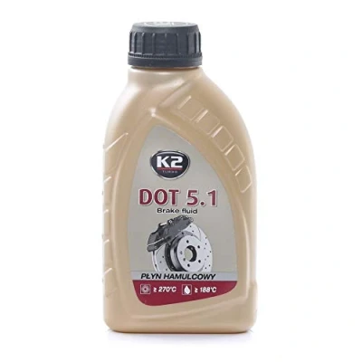 Image of K2 DOT 5.1 brake fluid, standards: FMVSS 116 5.1, SAE J 1703, can be mixed with 3, 4 and class, capacity: 0.5 kg (approx. l).