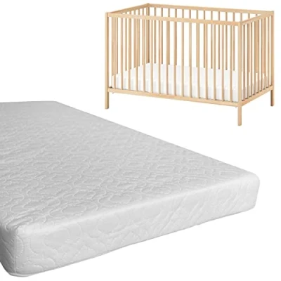 Image of KISAA Living Cot Bed Foam Mattress Fully Breathable with Waterproof &amp; Durable Fabric, Zipped Removable Washable Cover for Cot, Folding Daybed (120 x 60 10 cm)