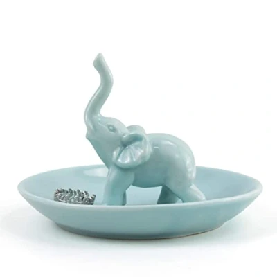 Image of Titanape Blue Elephant Ring Holder Trinket Dish, Gift Ideas for Women Wedding Christmas Birthday Engagement Party, Women, Jewellery Stand Funny Ornament
