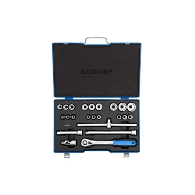 Image of GEDORE 23 piece Socket spanner set, Bi hex, 1/2&quot;, 8 24 mm, Tool, Ratchet with lever reverse, for carmotive, D19 EMU 20