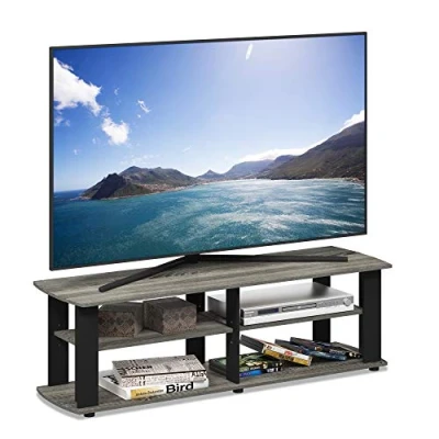 Image of Furinno TV Entertainment Center, Wood, French Oak Grey/Black, one size