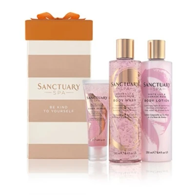 Image of Sanctuary Spa Gift Set, White Lily and Damask Rose for Her, with Shower Gel, Body Scrub Lotion, Gifts Women, Pamper Gift, 100106868