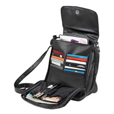 Image of Easylife Real Leather RFID Organiser Bag (Black). Travel Wallet With 12 Credit Card Slots. Document Pouch (H26 x W21 D10cm). Fully Guaranteed