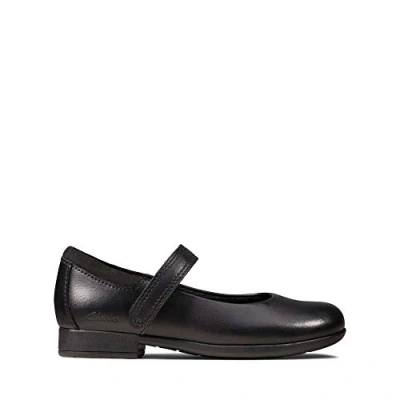 Image of Clarks Scala Gem Youth Leather Shoes in Black Size 8