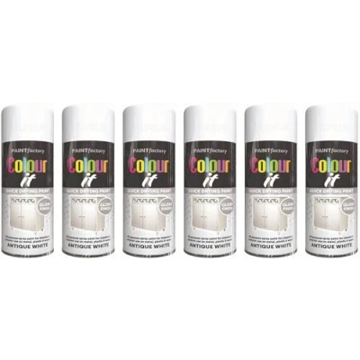 Image of HitlineUK 6 x Gloss Spray Paint WHITE 400ml For Metal Multi Surface Wood, Metal, Plastic, Ceramic Interior &amp; Exterior Finish