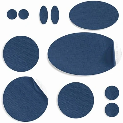 Image of aZengear Repair Patches for Down Jackets, Puffer Coats, Waterproof, Self Adhesive, Pre Cut, Tear Cold Heat Resistant Nylon Polyester Fabric, Fix Air Mattress, Inflatables, Tents (11 Pcs, Dark Navy)