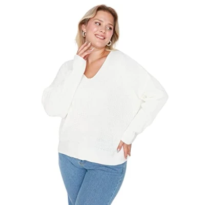 Image of Trendyol Plus Size Sweater Ecru Oversize