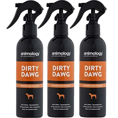 Image of Animology Dirty Dawg Pup Shampoo No Rinse Cleaning for Dogs Pet Puppies With Signature Scent, Vitamins and Conditioner Mild, Balanced PH Formula, 250ml (Pack of 3)