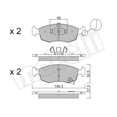 Image of metelligroup 22 0274 5 Brake Pads, Made in Italy, Spare Parts for Cars, ECE R90 Certified, Copper Free