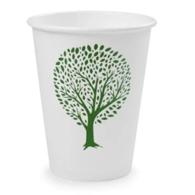 Image of Vegware Green Tree White Hot Cups 12oz 89 Series (1000 pack)