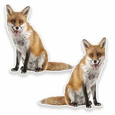 Image of 2 x 30cm/300mm Ginger Fox Vinyl Sticker Decal Laptop Car Travel Luggage Label Tag #9643