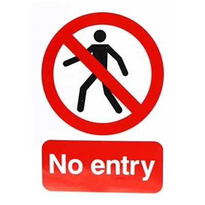 Image of Warning Sign No Entry Self Adhesive A5 ML01751S