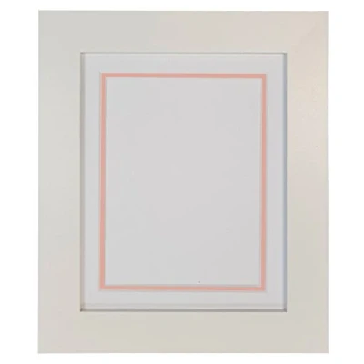 Image of Metro White Photo Picture Poster Frame with on Pink Double Mount 50 x 40 cm for Image Size 16 12 inch